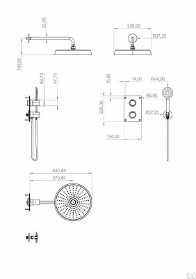 ARM7268 ED2 Ensemble de douche en cuivre brossé non peint