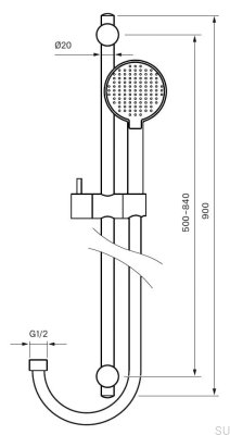 Barre de douche Dso avec support mural réglable ZSAL400 Laiton chromé