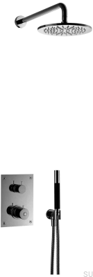 Ensemble de douche avec robinet thermostatique à pression BOX7268 ED2 Laiton Noir Chrome