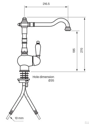 Robinet de cuisine FME181, laiton poli, non peint