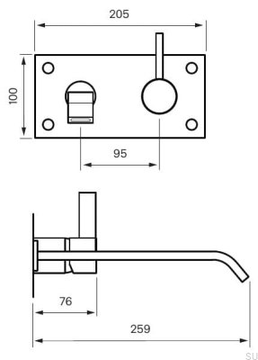 Robinet de lavabo ARM008 Laiton Noir Chrome Brossé