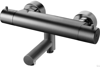 Robinet thermostatique de bain et de douche EVM022-150 Laiton Noir Chrome Brossé