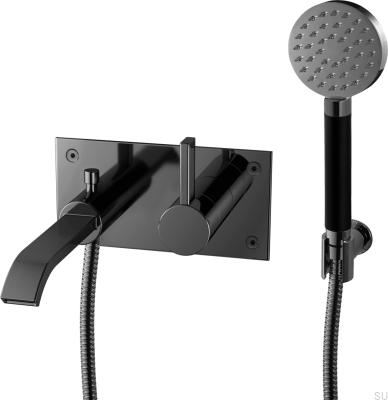 Robinet de baignoire thermostatique mural ARM036, Laiton, Chrome Noir