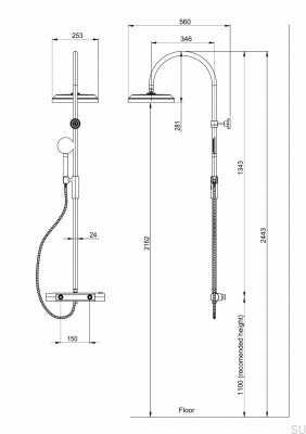 ARM5300-150 Ensemble de douche en laiton nickel brossé