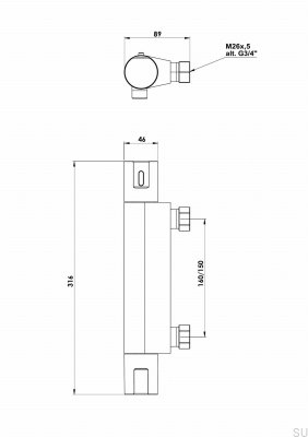 Robinet de douche ARM168-150 Laiton poli, non peint