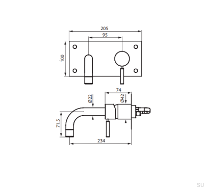Robinet pour lavabo 230 BOX008 Laiton chromé