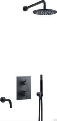 Ensemble de douche avec robinet thermostatique à pression BOX7368 ED2 Laiton Noir Mat