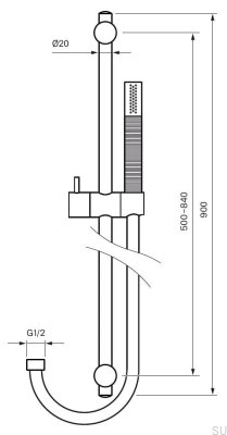 Barre de douche Dso avec support mural réglable ZSAL300 Laiton chromé