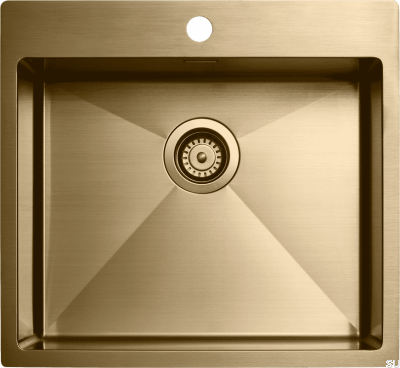 Diskho 5540 Évier de Cuisine Acier Laiton Poli PVD