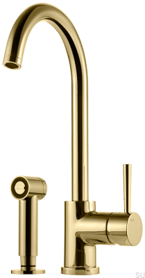 Robinet de cuisine à deux trous avec douche EVO200, Honey Gold Brass