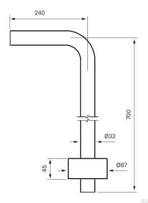 Tuyau de siphon de type L XA21, cuivre brossé, non peint