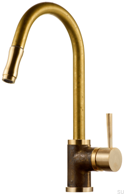 Robinet de cuisine avec bec extractible EVO185 Grottesco Laiton, Non peint