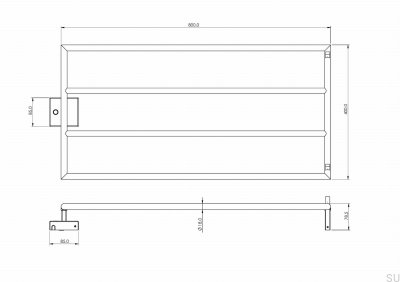 Radiateur de salle de bain TW400-800, acier chromé poli