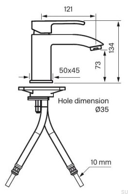 Robinet pour lavabo LES071, laiton chromé
