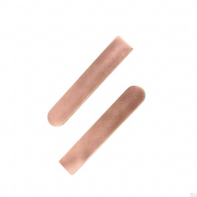 Poignée de meuble oblongue Cuivre Demi-Ronde 128 Chêne en Bois et Cuivre Brossé Non Verni