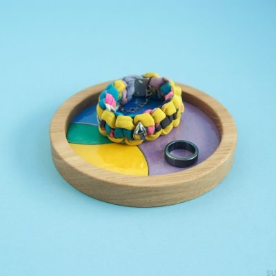 Plateau à Bijoux Éclipse en Bois Émaillé Coloré - Motif 1