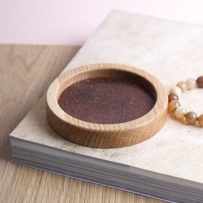 Plateau à bijoux Moon 10 en bois et cuivre oxydé 