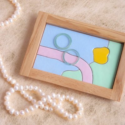Plateau à bijoux en bois Scene Sweet, émaillé
