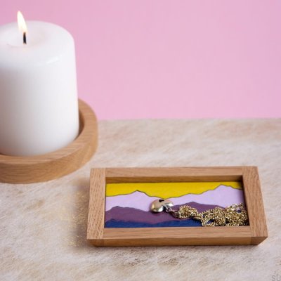 Plateau à bijoux émaillé en bois Scene Sunset 