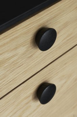 Bouton de meuble Beret 45 en bois de chêne noir