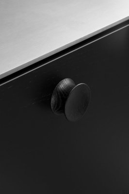 Bouton de meuble poulie 45 en bois de chêne noir