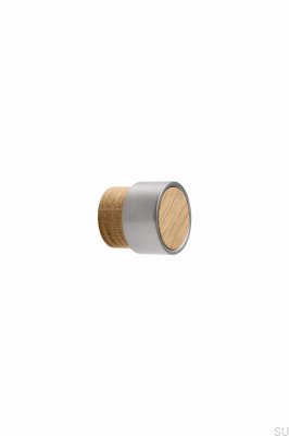 Bouton de meuble Radio Mini 26, en bois, chêne avec argent