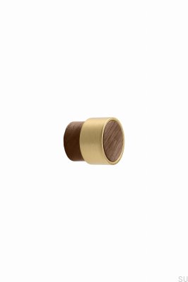 Bouton de meuble Radio Mini 26 en noyer italien et or brossé