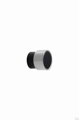 Bouton de meuble Radio Mini 26, Frêne en Bois, Noir et Argent