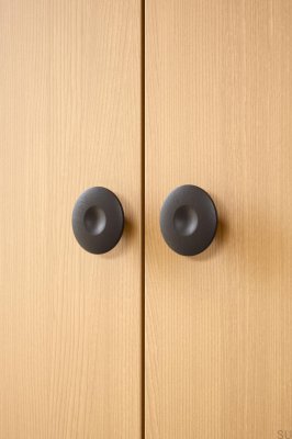 Bouton de meuble noir en bois de frêne Dimple 80