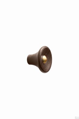 Bouton de meuble en bois Recta 38 en noyer italien avec or poli