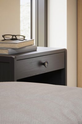 Bouton de meuble en bois Recta 38, frêne noir et or