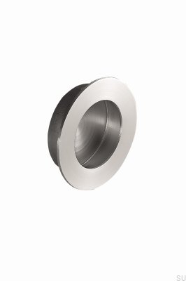 Poignée de meuble encastrée Ronde 50 Acier Argent Satiné