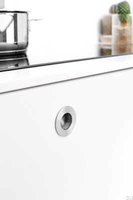 Poignée de meuble encastrée Ronde 65 Acier Argent Satiné
