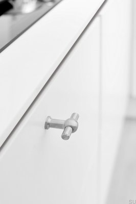 Bouton de meuble en acier poli argenté pour rideau en T 20