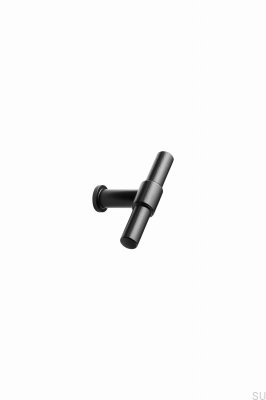 Bouton de meuble T-Bar Knot 75 en acier noir mat