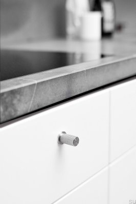 Bouton de meuble Harlequin 17 en acier argenté poli