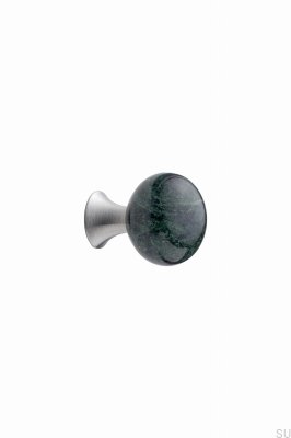 Bouton de meuble Bead Straight 28 Marbre Vert avec Argent