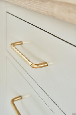 Poignée de meuble tubulaire 128 longue en laiton doré poli non verni