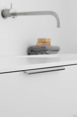 Poignée de meuble Edge Straight 200 en aluminium blanc mat