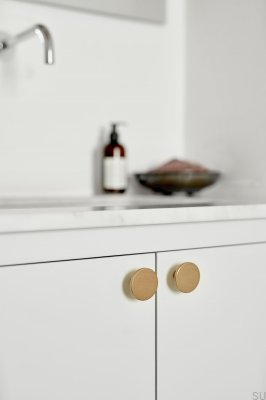 Bouton de meuble Plato 42 en aluminium brossé doré