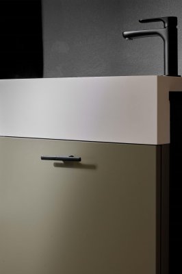 Poignée de meuble oblongue Tau 32, Aluminium, Noir Mat, Brossé