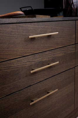 Poignée de meuble oblongue Tau 160, aluminium brossé et doré
