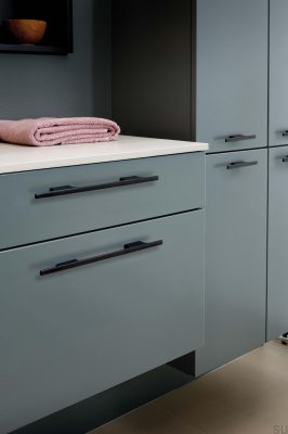 Poignée de meuble longitudinale Tau 160 Aluminium Noir Mat Brossé