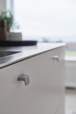 Poignée de meuble longitudinale enveloppe 32, aluminium, argent