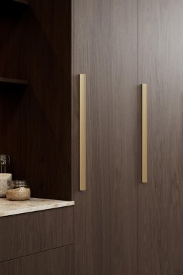 Poignée de meuble allongée Ciel 160/544 en aluminium doré mat