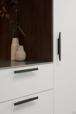 Poignée de meuble oblongue Facet 96, aluminium, noir mat
