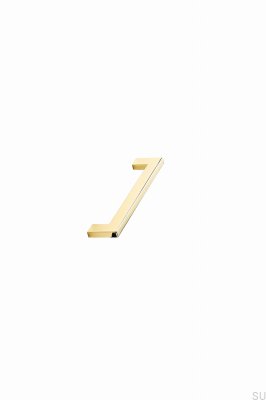 Poignée de meuble allongée en métal doré poli Flat 128