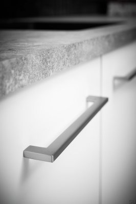 Poignée de meuble allongée Flat 128 Métal Argent
