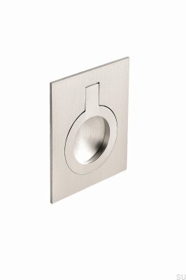 Poignée de meuble encastrée Flush 32 en métal argenté