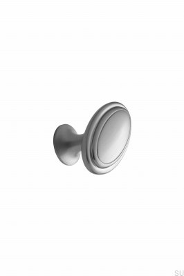 Bouton de meuble ovale en métal argenté 60